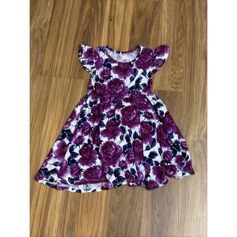 Posh Peanut Toddler Girls 2T Vivid Purple Roses Twirly Dress EUC Bamboo